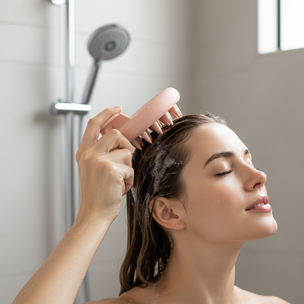 Scalp Massager In Use